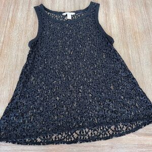 Banana Republic black lace tank top, unlined, Small